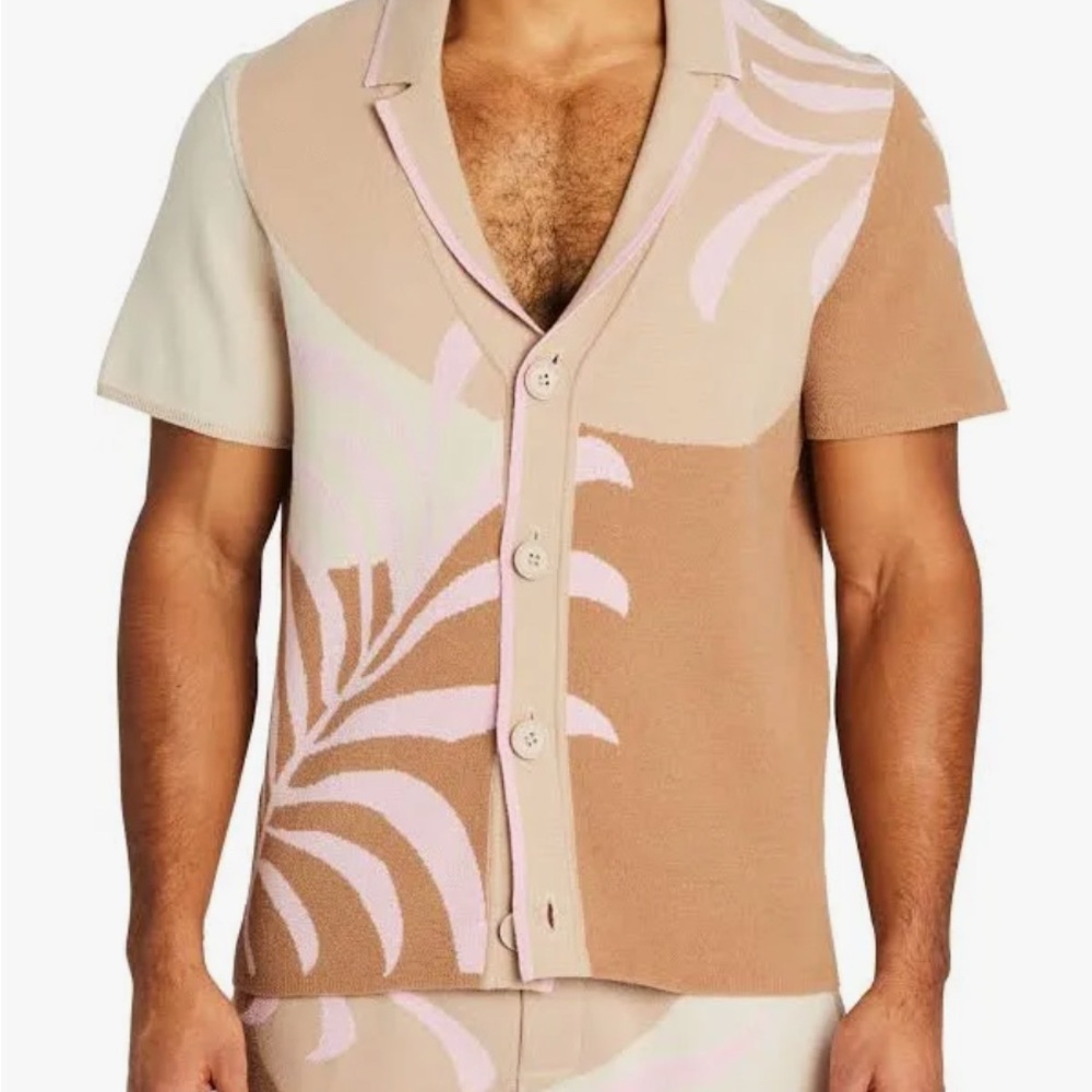 SER.O.YA Tan and Pink Casual Button Down Shirt